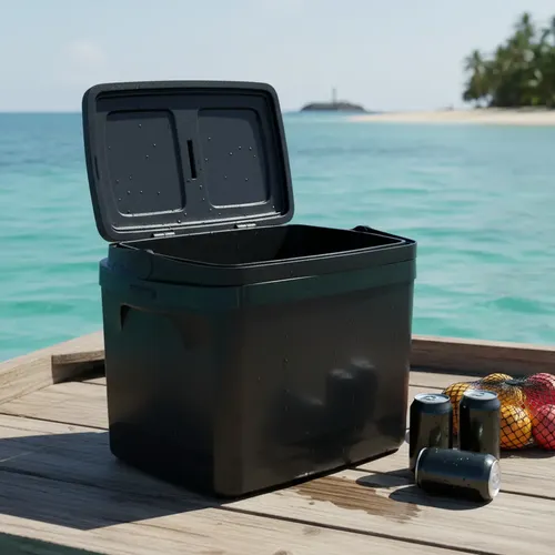 Cooler térmico preto para manter as bebidas geladas